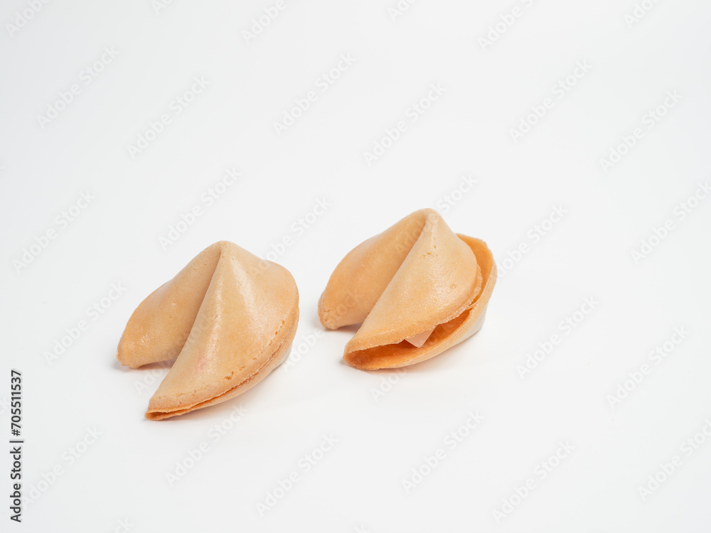 Fortune cookies on a white background. Fortune cookies close up. Fortune cookies on a white background. Fortune cookies close up.