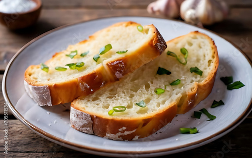 Capture the essence of Garlic Bread in a mouthwatering food photography shot