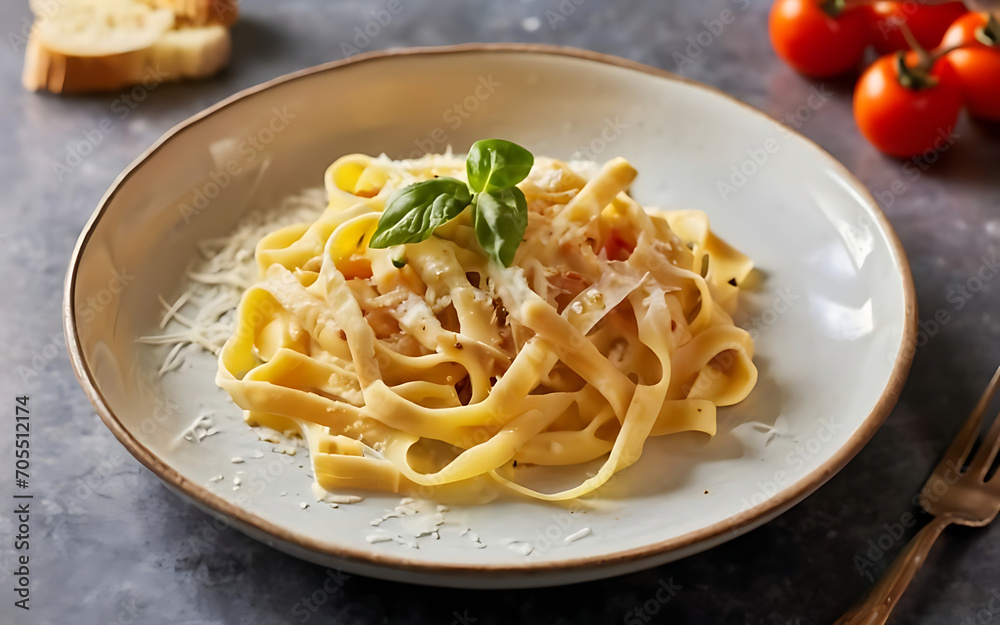 Capture the essence of Fettucini Alfredo in a mouthwatering food photography shot