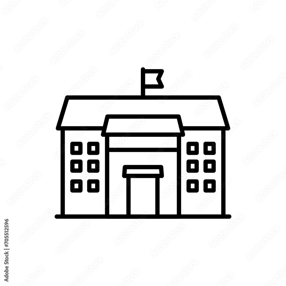 University building outline icons, minimalist vector illustration ,simple transparent graphic element .Isolated on white background