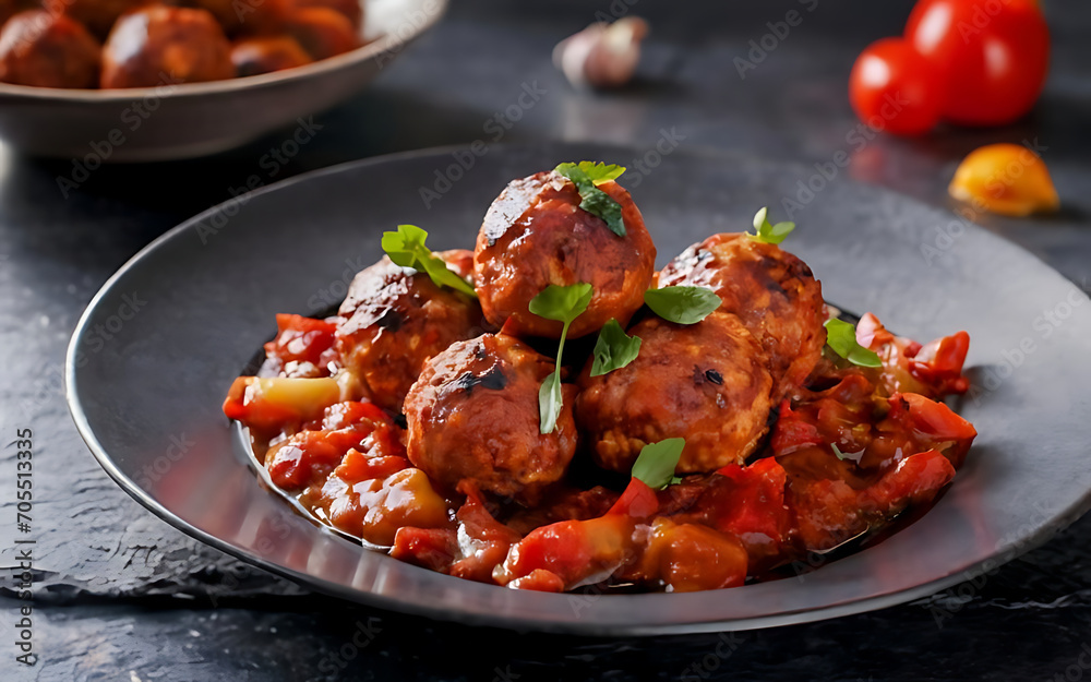 Fototapeta premium Capture the essence of Meatballs in a mouthwatering food photography shot