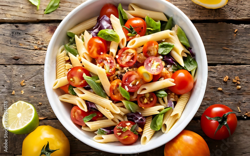 Capture the essence of Pasta Salad in a mouthwatering food photography shot