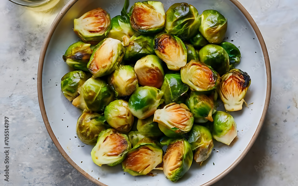 Capture the essence of Roasted Brussels Sprouts in a mouthwatering food photography shot Capture the essence of Roasted Brussels Sprouts in a mouthwatering food photography shot