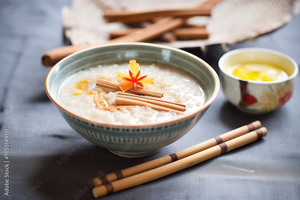 porridge with brown sugar and cinnamon sticks porridge with brown sugar and cinnamon sticks