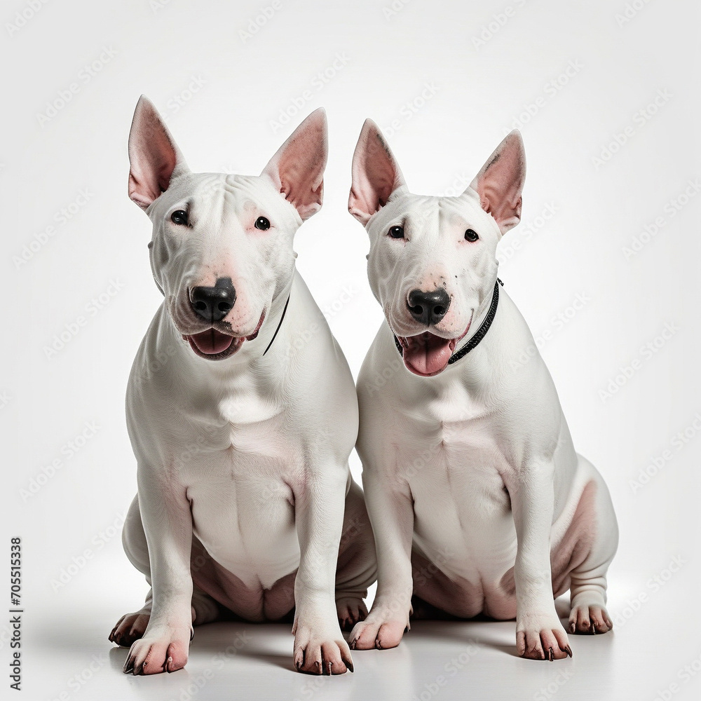 bull terriers isolated on white background. ai generative