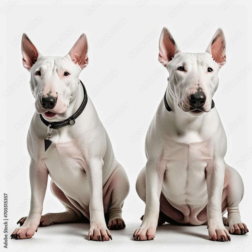 bull terriers isolated on white background. ai generative