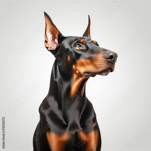 doberman pinscher isolated on white background. ai generative
