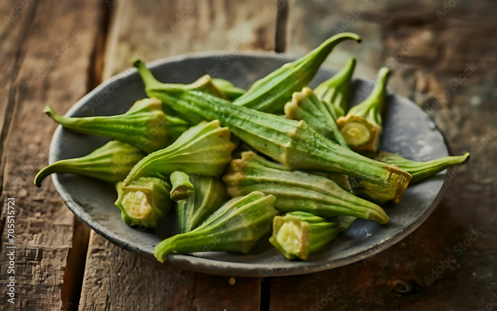 Capture the essence of Okra in a mouthwatering food photography shot Capture the essence of Okra in a mouthwatering food photography shot