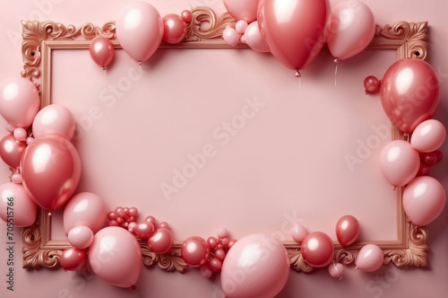 elegant pink balloons frame decoration with copy space