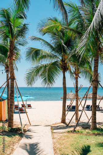 My Khe Beach with palm trees in Da Nang, Vietnam