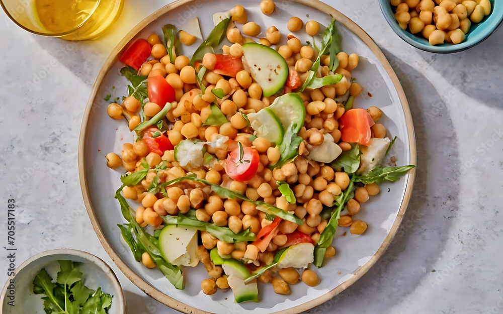 Capture the essence of Chickpea Salad in a mouthwatering food photography shot Capture the essence of Chickpea Salad in a mouthwatering food photography shot
