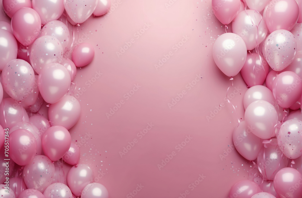 elegant pink balloons background with copy space