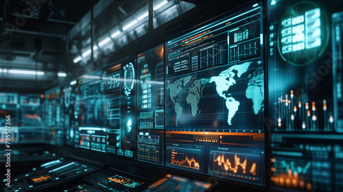 Computer Screen World Map, Global Geographic Information Display