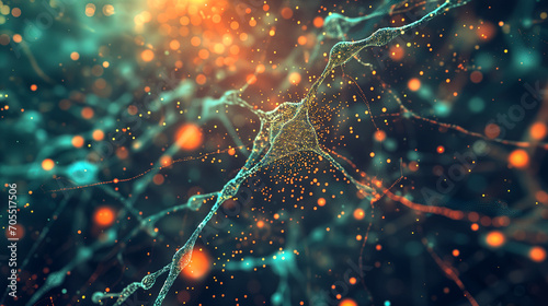 Intricate Neuronal Network Illustrating Synaptic Transmission in Human Brain