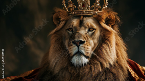 Majestic Lion Wearing Crown - King of the Animal Kingdom
