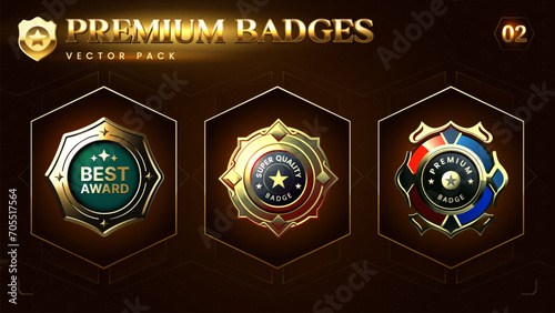 Elevate your certificates, awards, and packages with a premium pack of elegant custom badges-Vector Design