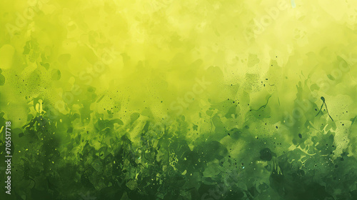 Abstract Green and Yellow Watercolor Splashes on a Textured Background