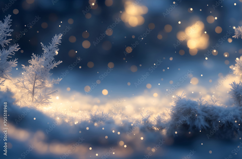blue and gold white snowflakes bokeh particles abstract background, festive, christmas, white and blue glitter blue and gold white snowflakes bokeh particles abstract background, festive, christmas, white and blue glitter
