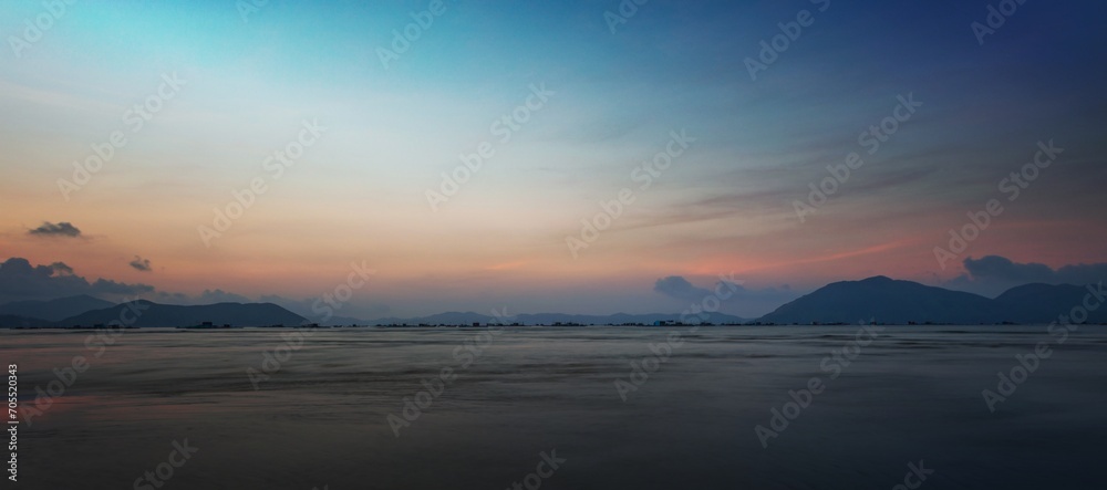 pink ocean sunset scene central vietnam