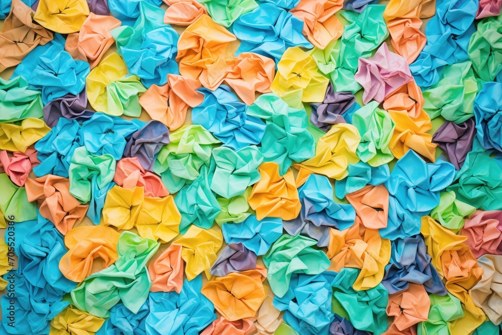 vibrantly dyed crumpled paper assortment