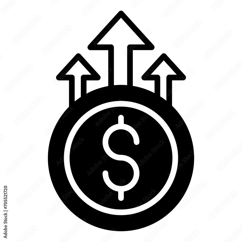 Dollar Growth value solid glyph icon Dollar Growth value solid glyph icon