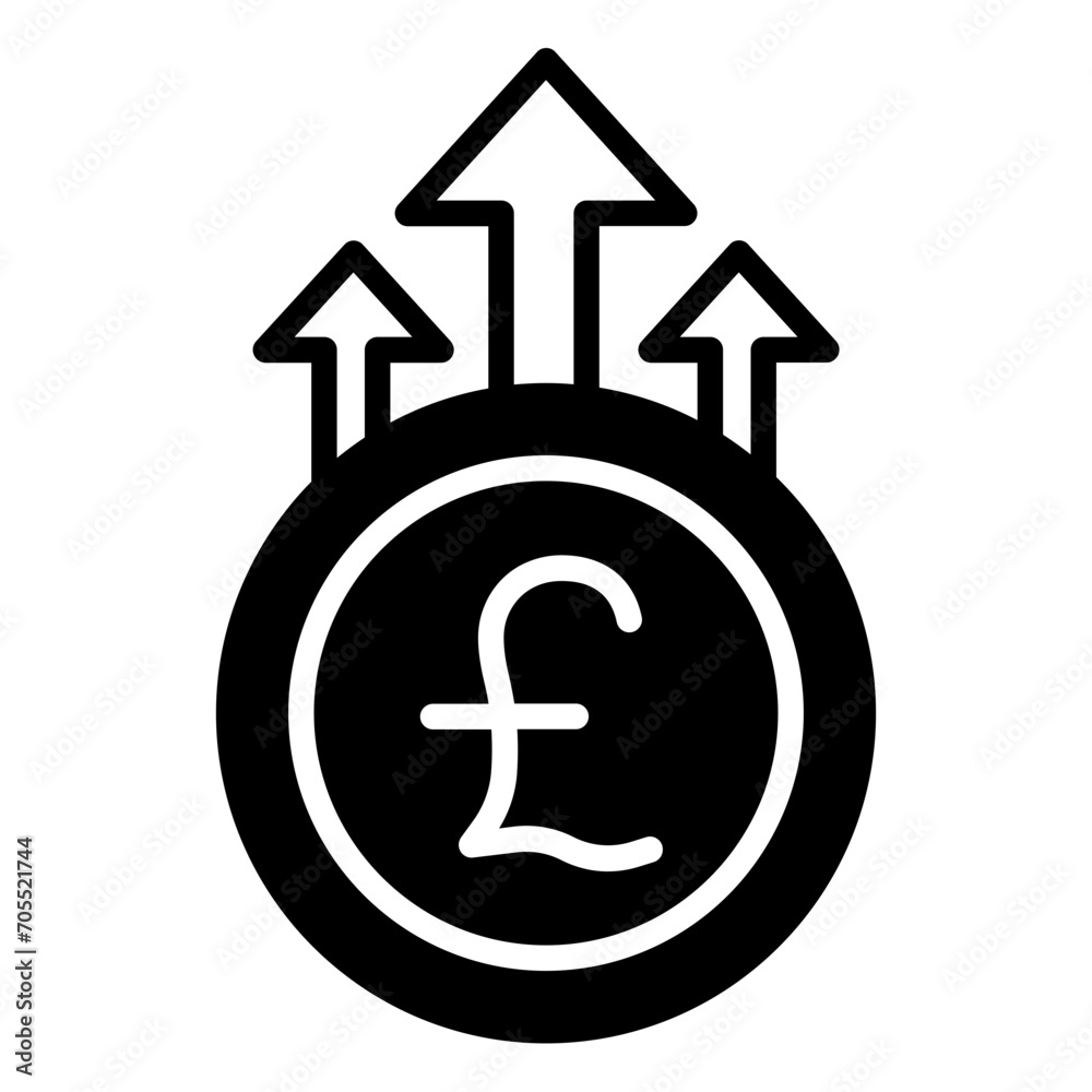 Pound Growth value solid glyph icon Pound Growth value solid glyph icon
