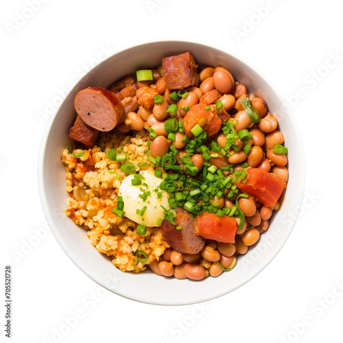 Beans and Pearl Couscous Breakfast isolated on transparent background Remove png, Clipping Path, pen tool