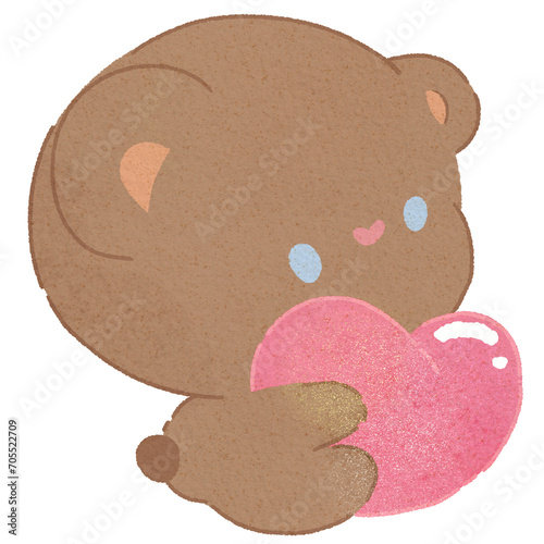 Valentine Cute Teddy Bear Holding A Heart For Valentine's Day