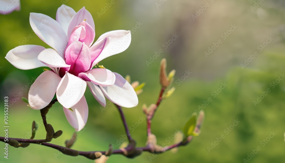 The first flowers of magnolia in early spring with copy space The first flowers of magnolia in early spring with copy space