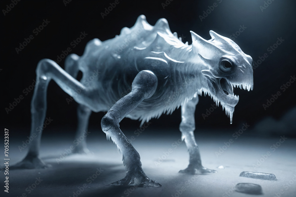 A illustration of a creature made only of ice