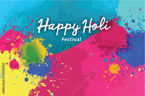 happy holi festival of colors with color background design vector, holi banner design with texts