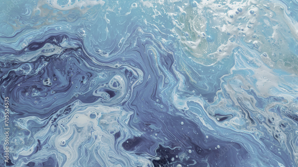 Naklejka premium Abstract background with strokes of acrylic paint in white and blue. 