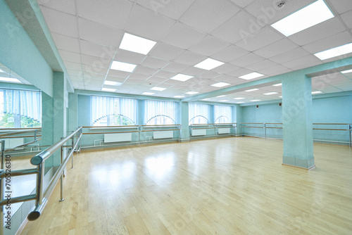 Dance classes with mirrored walls and ballet barre