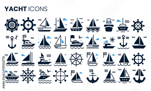 Yacht Sail speedboat trip icon modern design monoline style