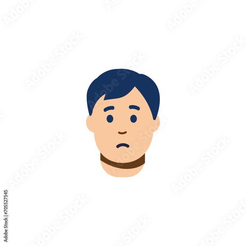 Sad man with pale face for lack of energy and anemia, flat vector isolated.