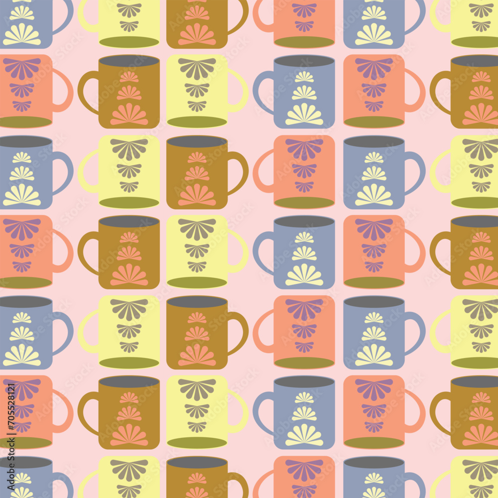Vector colorful mugs pattern design