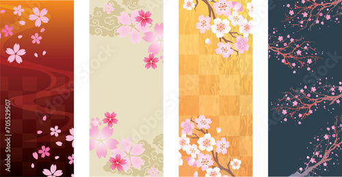 春の桜和風フレーム背景