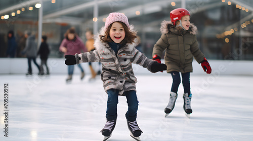 Kids skating in the ice rink