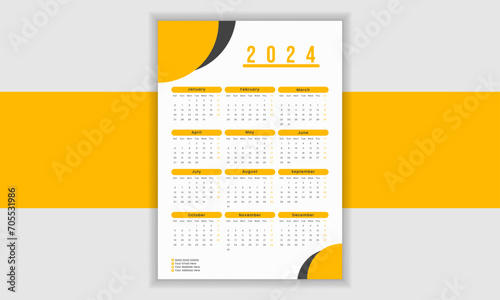 Modern Calendar 2024 design template