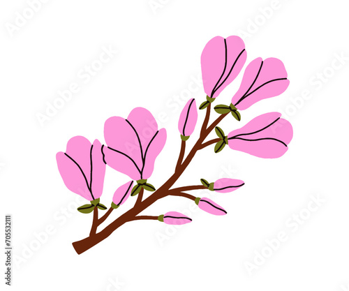 Delicate flowers branch. Blossomed spring plant, gentle twig. Beautiful bloom...
