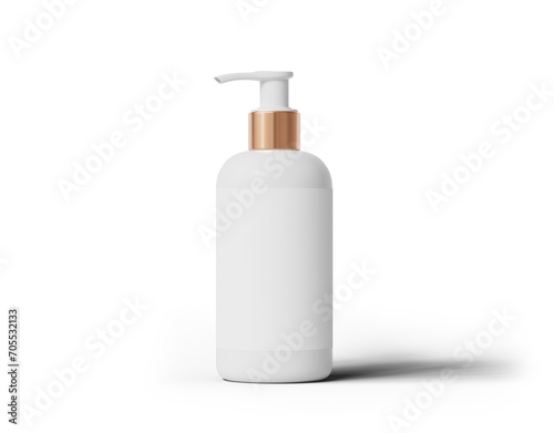 흰색 펌프 플라스틱 병 라벨 목업 White Pump Bottle Mock up with Blank Label	 photo