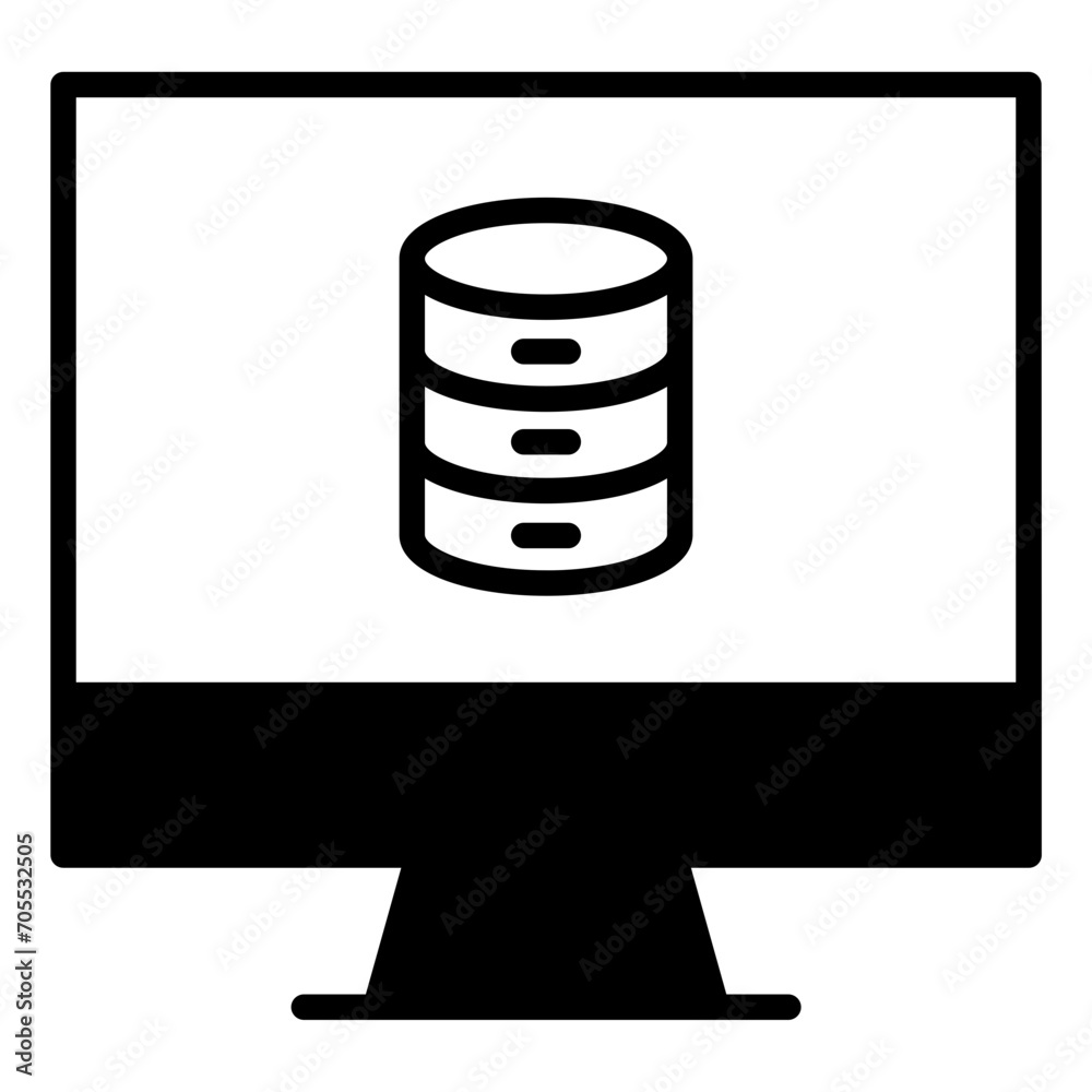 Monitor Database solid glyph icon Monitor Database solid glyph icon