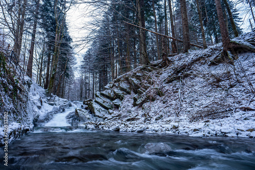 Fototapeta Naklejka Na Ścianę i Meble -  Szepit waterfall on the Hylaty stream in the village of Zatwarnica. Bieszczady Mountains, Poland.