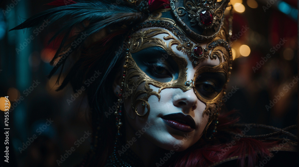A dark and haunting carnival mask