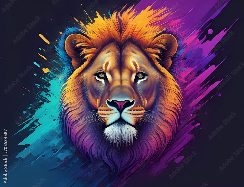 Kopf eines Löwen vor Abstraktem Hintergrund