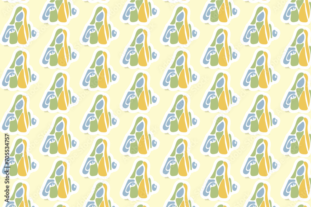 Vector Youth Day Sticker Seamless Pattern Background with pastel colors