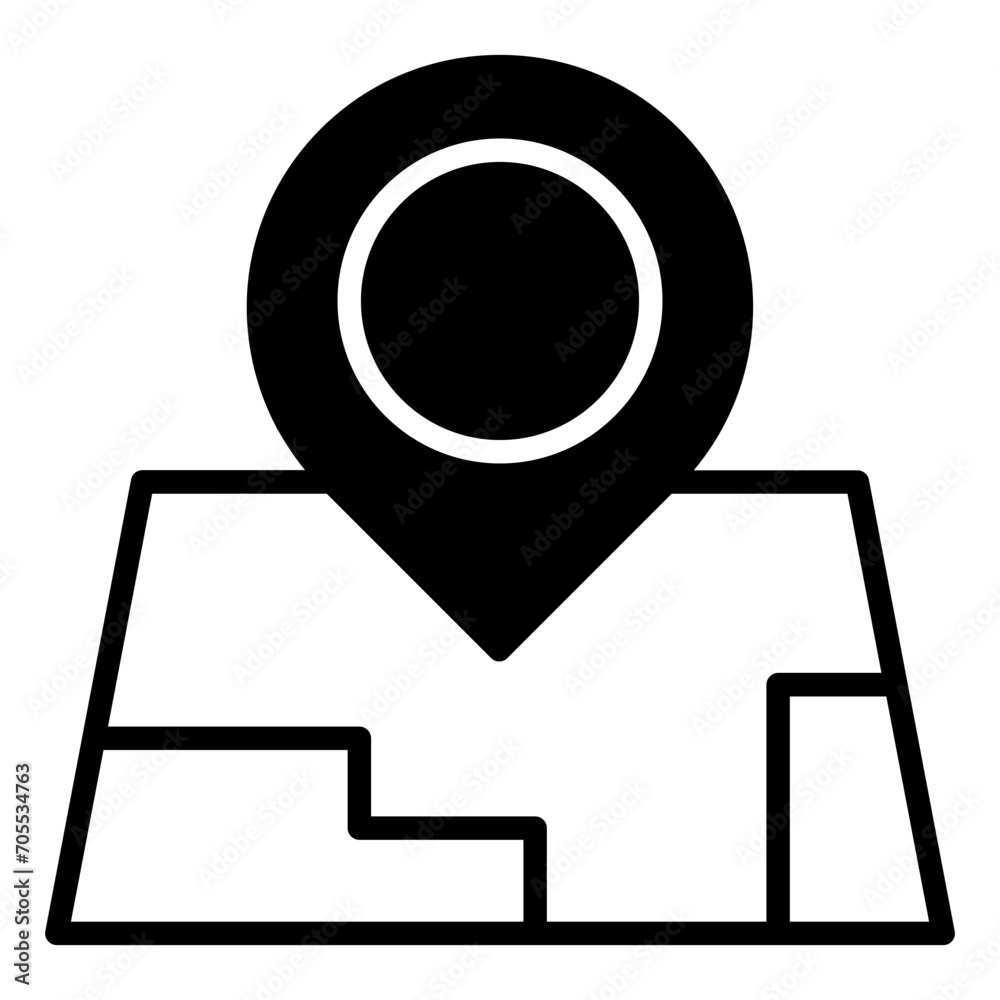 Map solid glyph icon