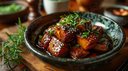 Chinese cuisine, braised pork in brown sauce