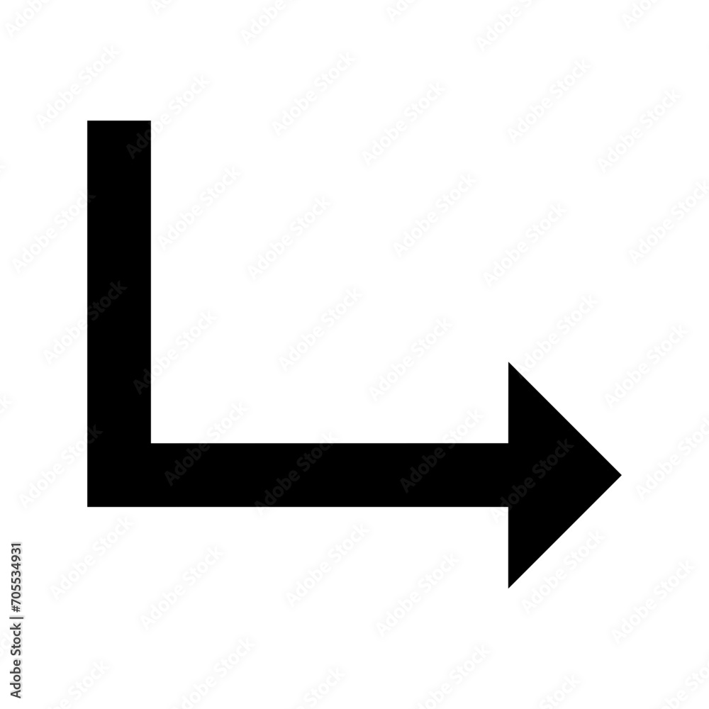 Turn Down Right arrow solid glyph icon Turn Down Right arrow solid glyph icon