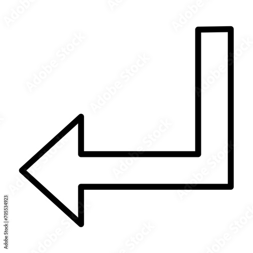 Turn Down Left arrow solid glyph icon